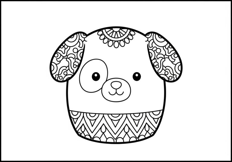 Dog Squishmallow Coloring Page to Print Out and Color