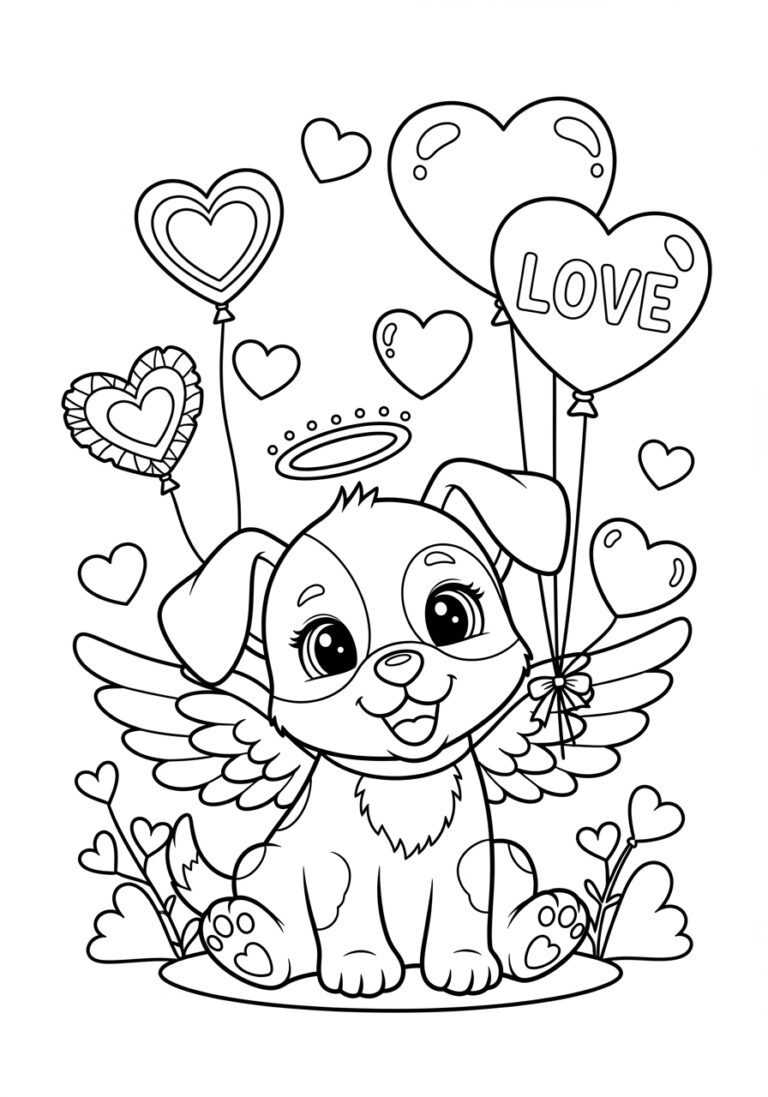 Dog Valentine Coloring Page