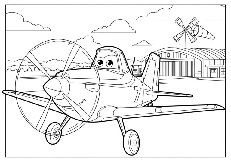 Dusty Plane Coloring Page to Print Out and Color