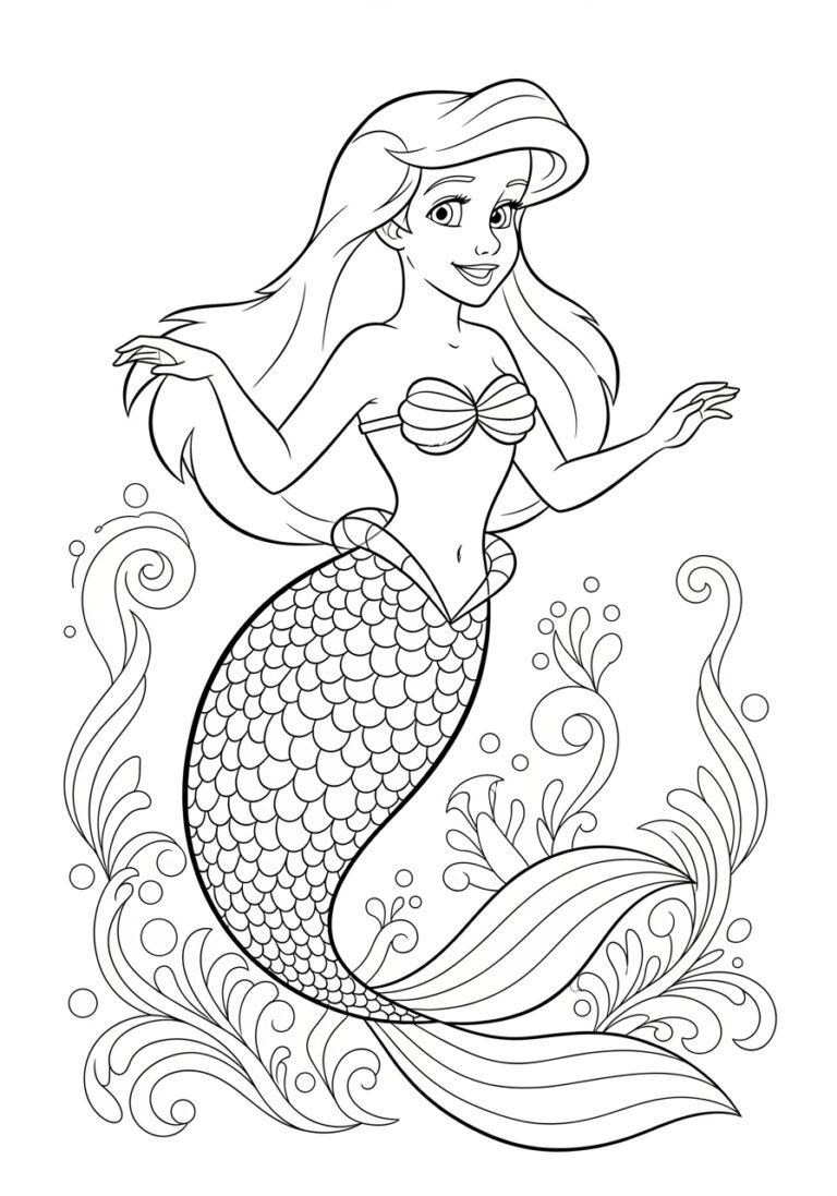 Easy Ariel Coloring Page