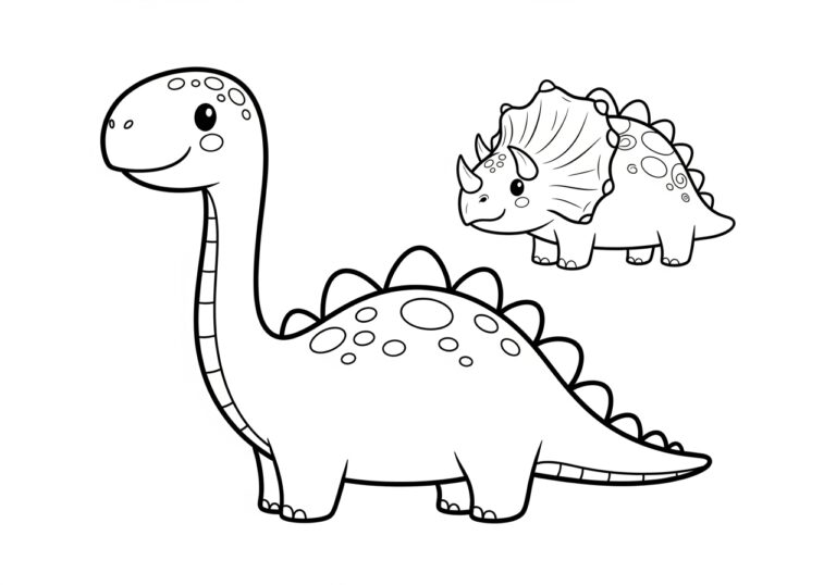 Easy Cute Dinosaur Coloring Page