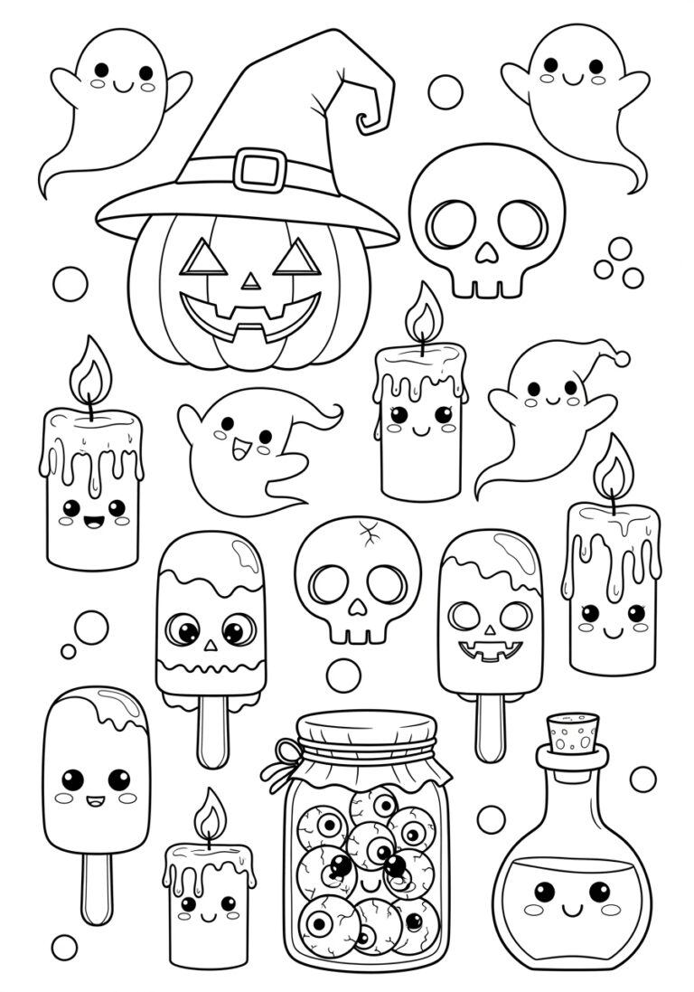 Easy Cute Halloween Coloring Page