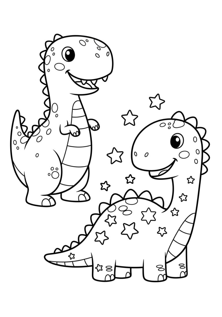 Easy Dino Coloring Page to Print and Enjoy