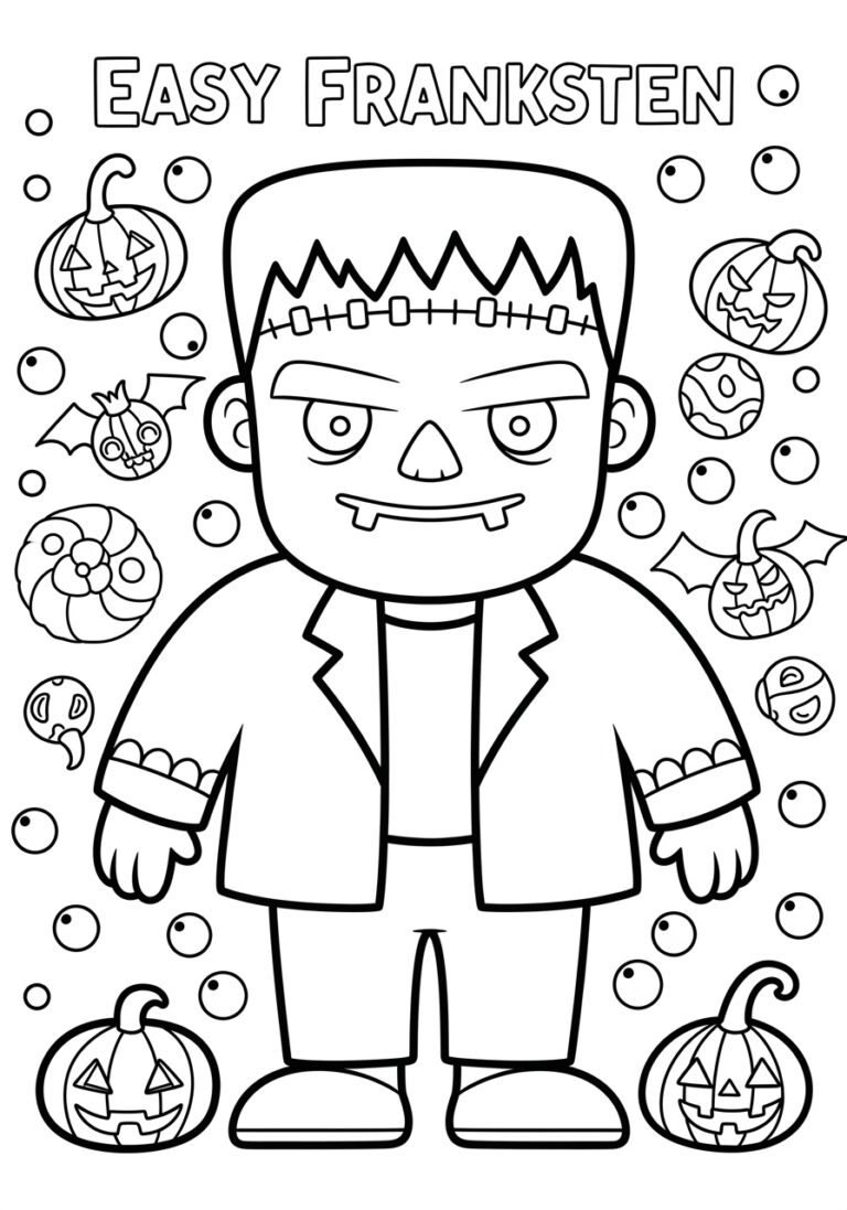 Easy Frankenstein for Preschool Coloring Page