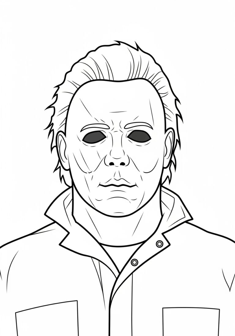 Easy Michael Myers Outline Coloring Page