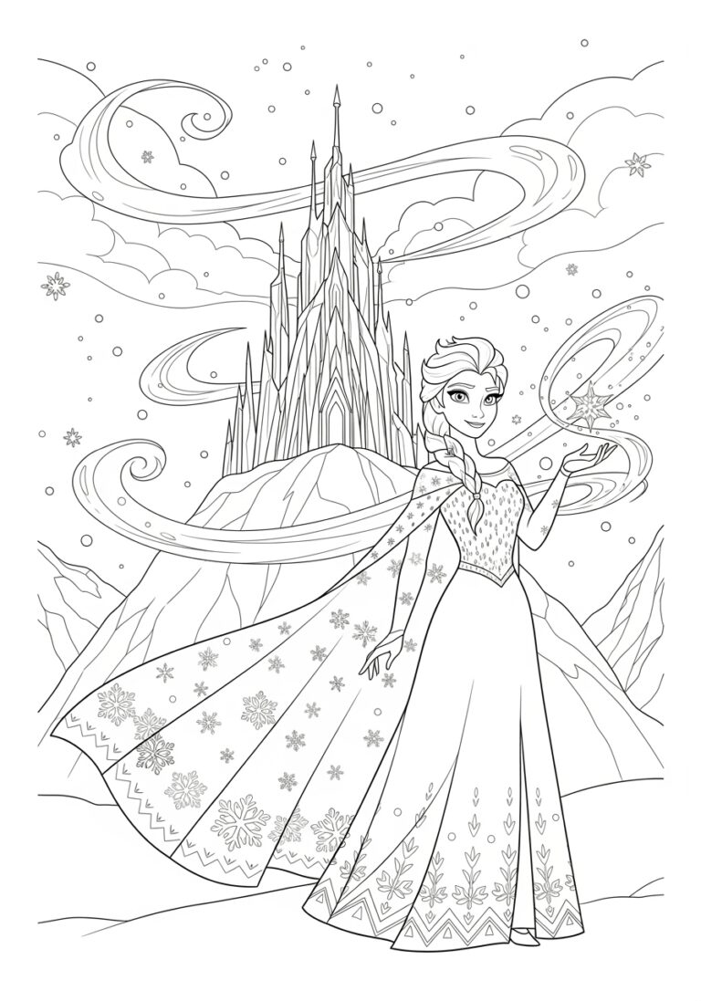 Elsa Ice Castle Coloring Page