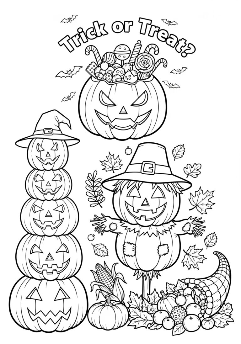 Fall and Halloween Coloring Page