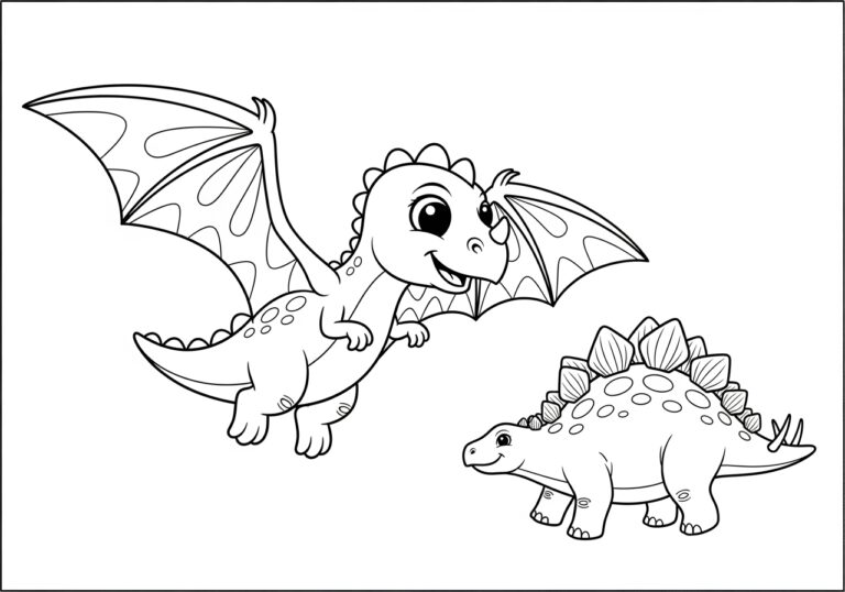 Flying Dinosaur Coloring Page to Print Out and Color