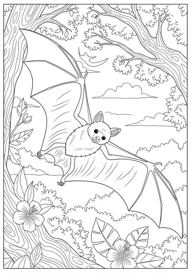 Flying Fox Megabat Coloring Page