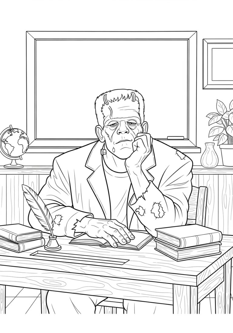 Frankenstein at School Coloring Page
