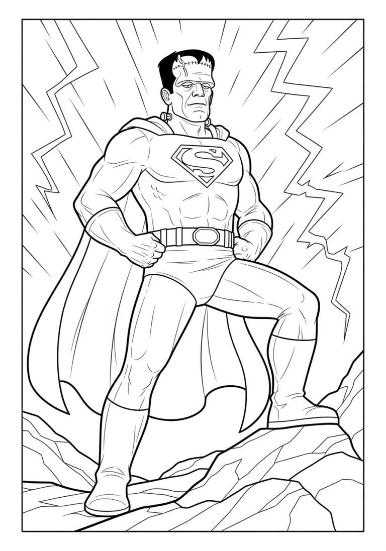 Frankenstein Superhero Costume Coloring Page