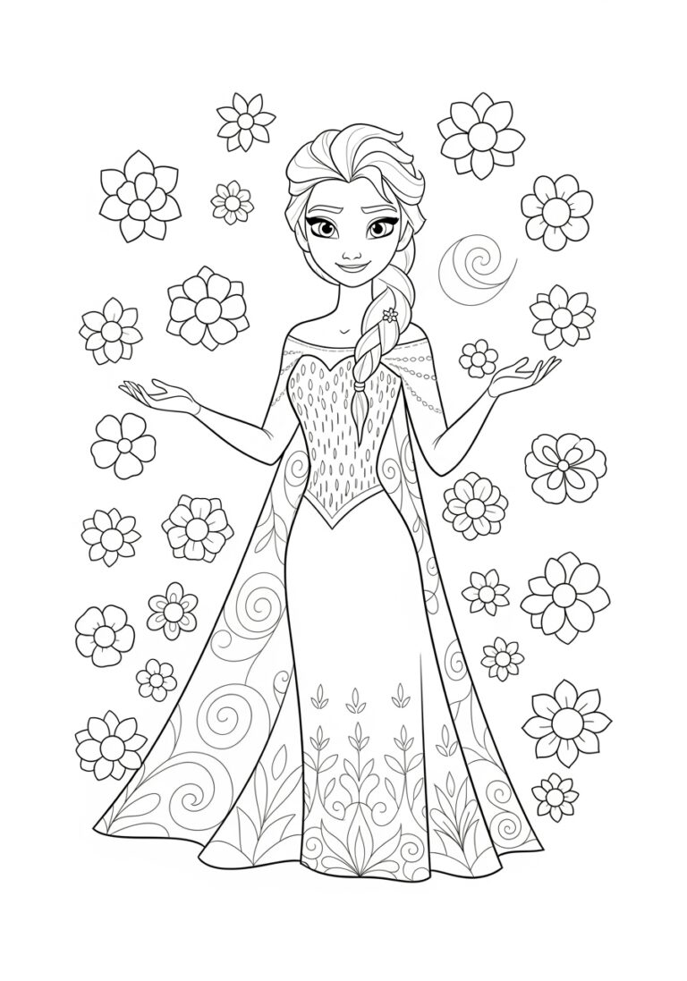 Free Printable Coloring Page of Elsa from Frozen