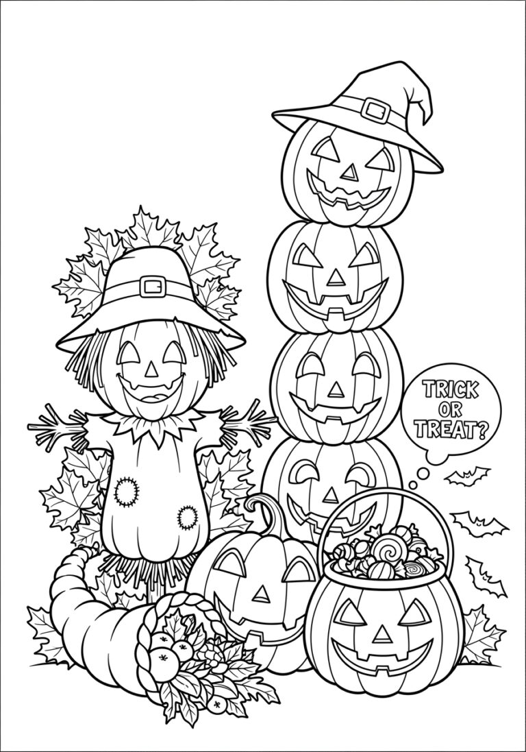 Free Printable Fall and Halloween Coloring Page