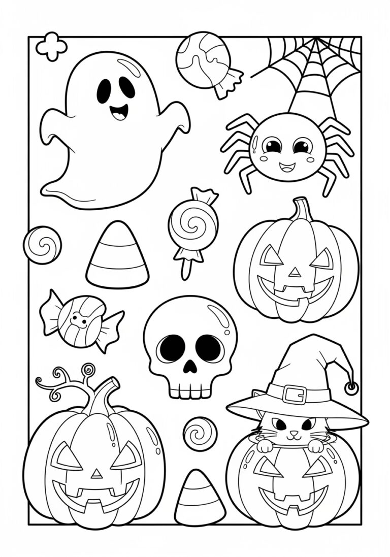 Free Printable Halloween Coloring Page for Kindergarten
