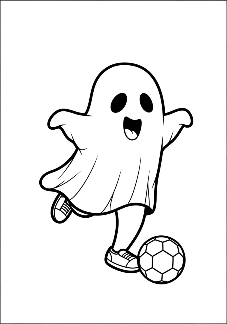 Ghost Playing Soccer Coloring Page