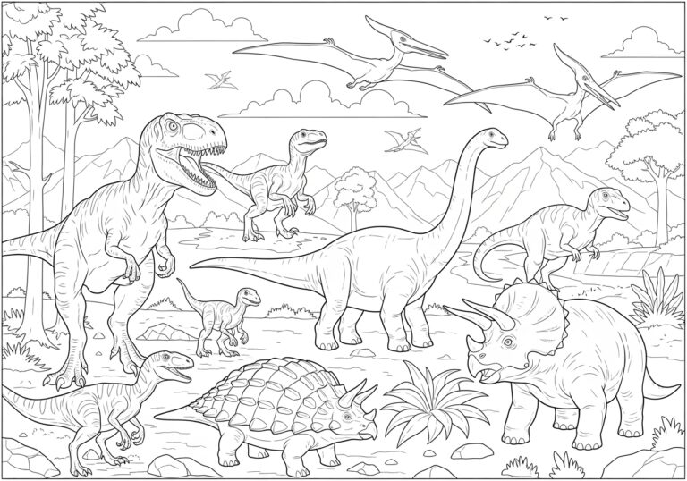 Giant Dinosaur Coloring Poster
