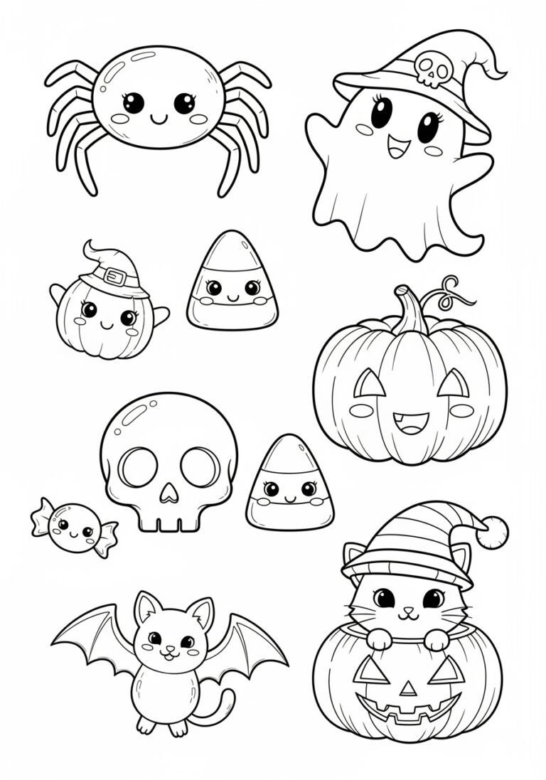 Girly Halloween Coloring Page