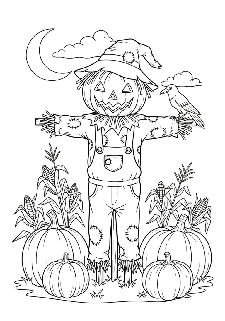 Halloween Coloring Page Scarecrow