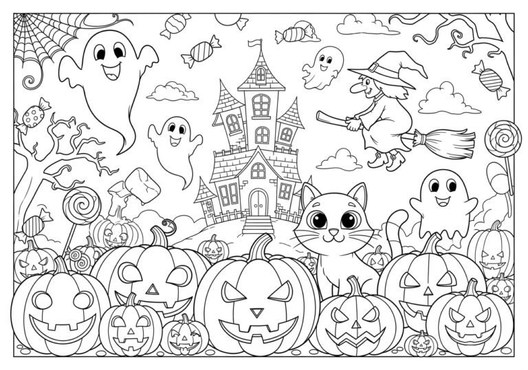 Halloween Coloring Poster to Print Out and Color