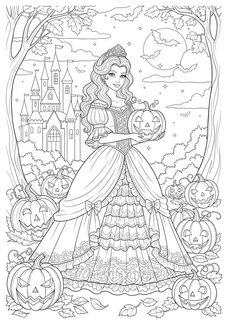 Halloween Princess Coloring Page