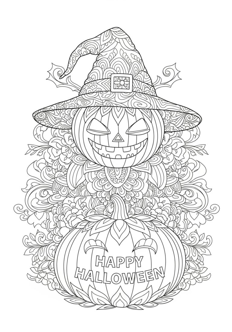 Happy Halloween Coloring Page for Adults