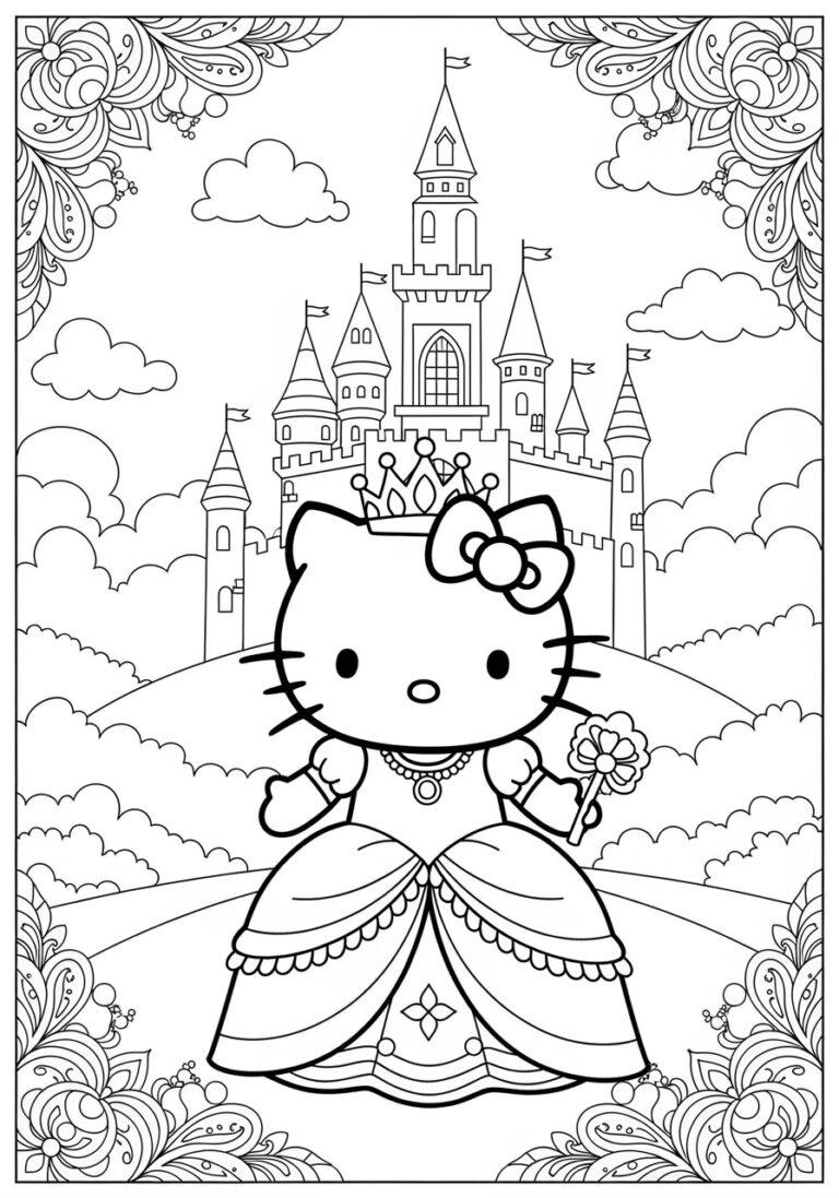 Hello Kitty Princess Coloring Page