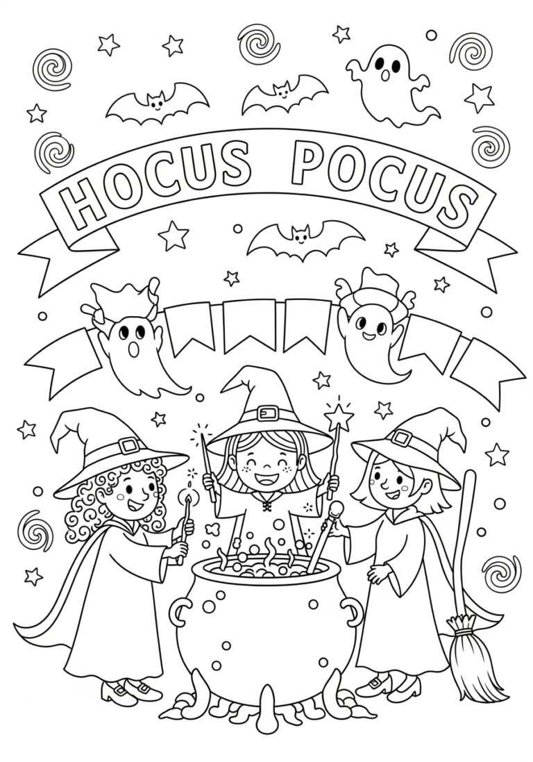 Hocus Pocus Birthday Banner Coloring Page
