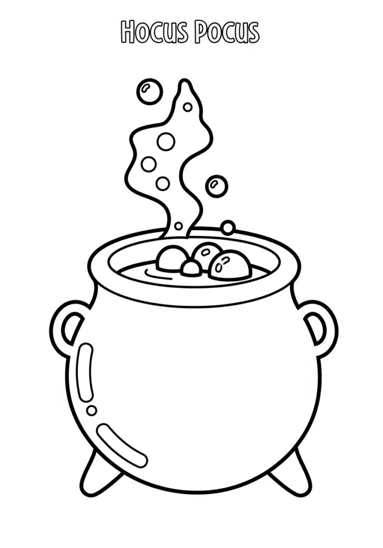 Hocus Pocus Cauldron Bubbling Potion Coloring Page