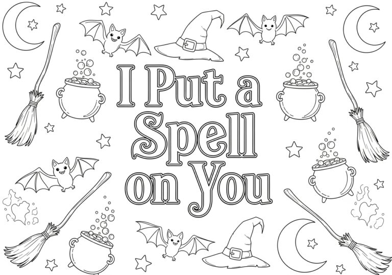Hocus Pocus Quote Typography Art Coloring Page