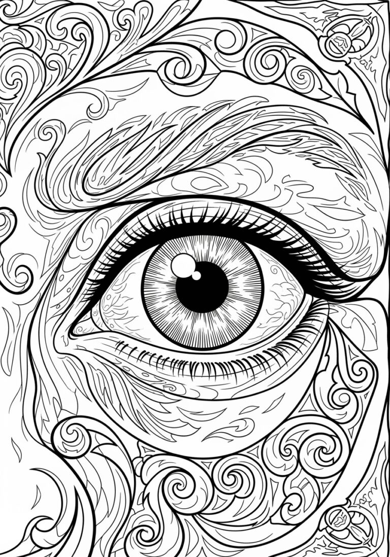 Hocus Pocus Spellbook Eye Close-Up Coloring Page