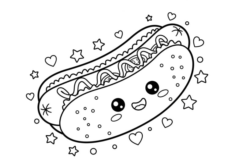 Hot Dog Coloring Page