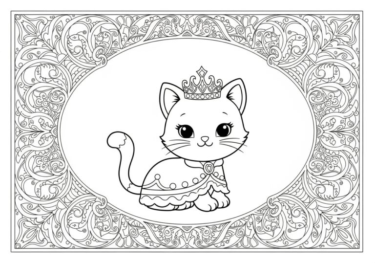 Itty Bitty Princess Kitty Coloring Page