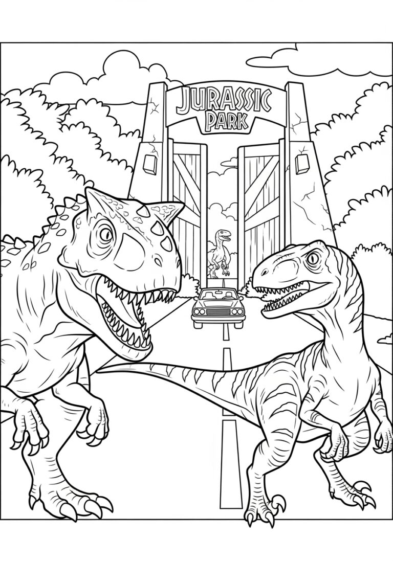 Jurassic Park Dinosaur Coloring Page to Print Out and Color