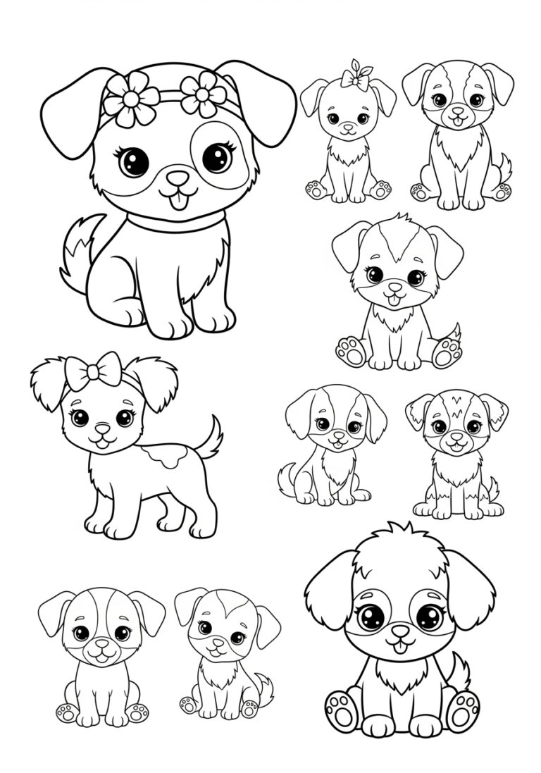 Kawaii Dog Picture to Print Out and Color