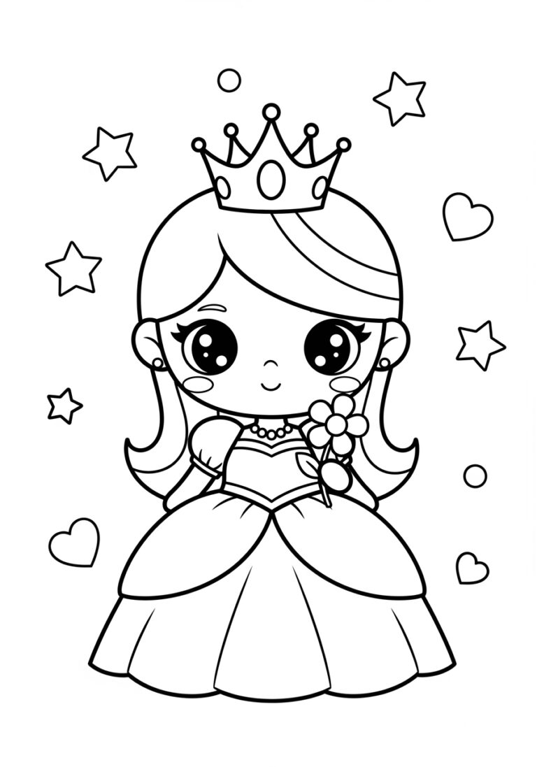 Kawaii Princess Coloring Page