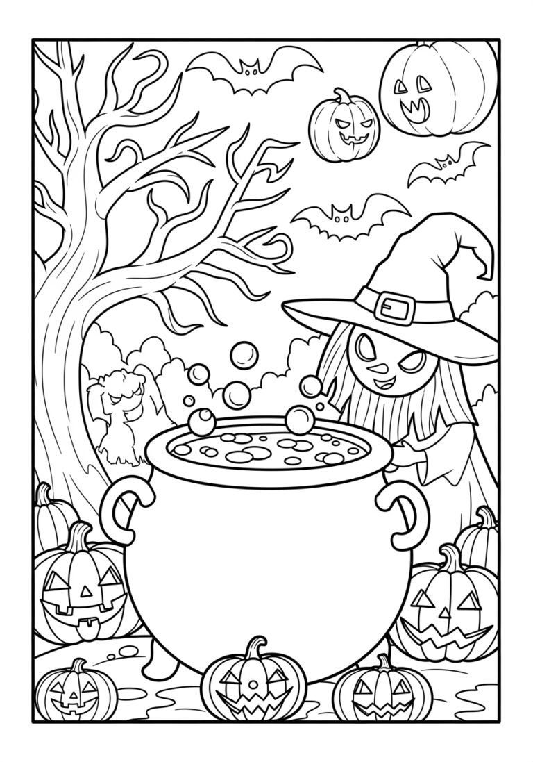 Large Halloween Coloring Page to Print Out and Color