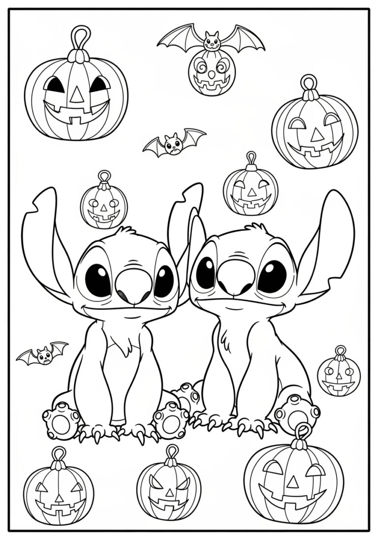 Lilo and Stitch Halloween Coloring Page