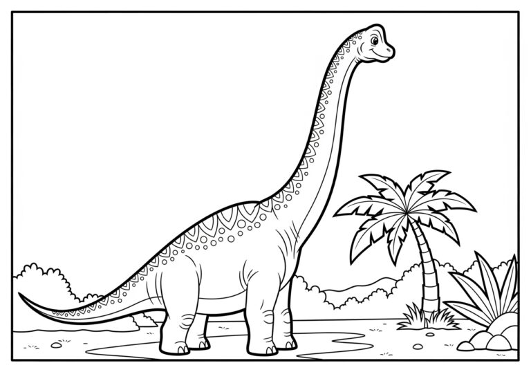 Long Neck Dinosaur Coloring Page