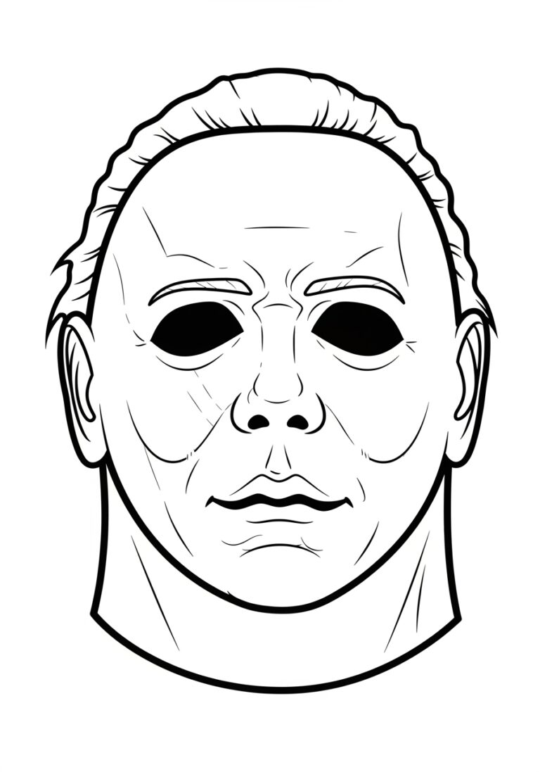 Michael Myers Mask Coloring Page to Print and Color