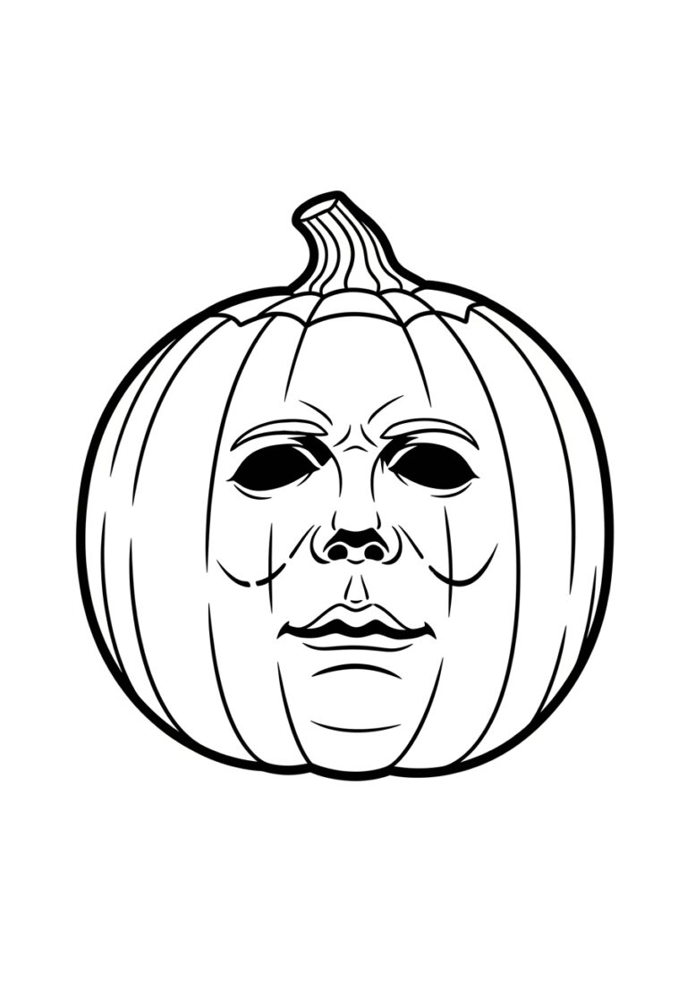 Michael Myers Pumpkin Carving Stencil Look Coloring Page