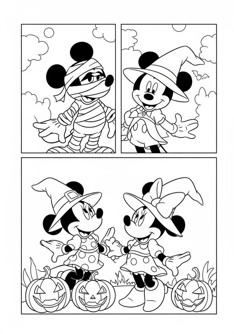 Mickey Mouse Halloween Coloring Page to Print Out and Color