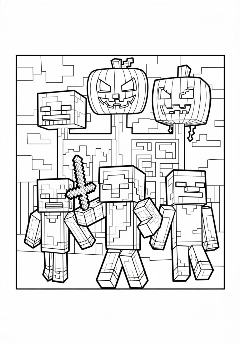 Minecraft Halloween Coloring Page
