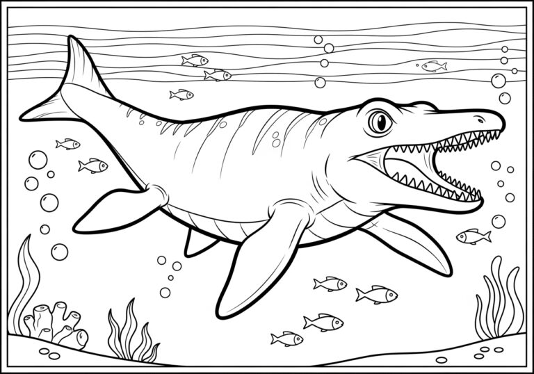 Mosasaurus Coloring Page to Print and Enjoy