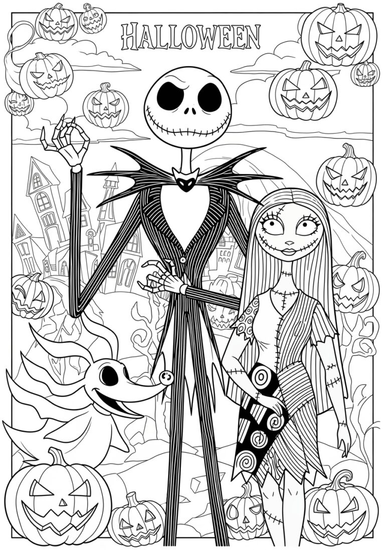 Nightmare Before Christmas Halloween Coloring Page
