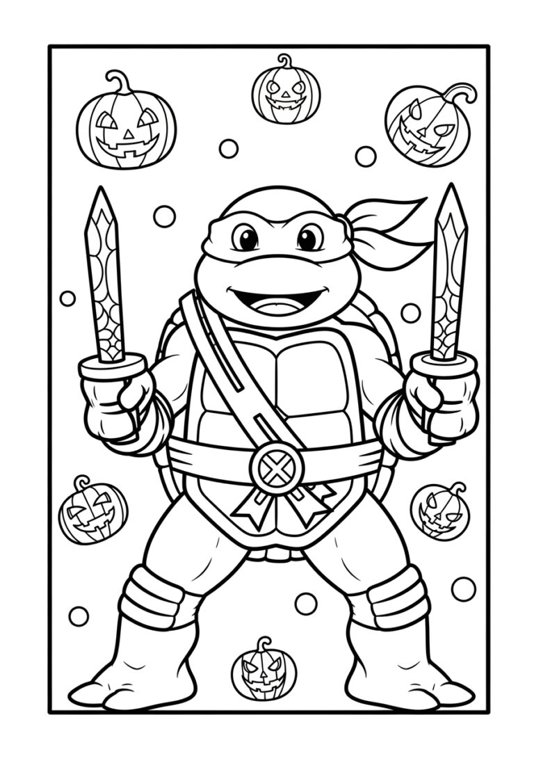 Ninja Turtle Halloween Coloring Page