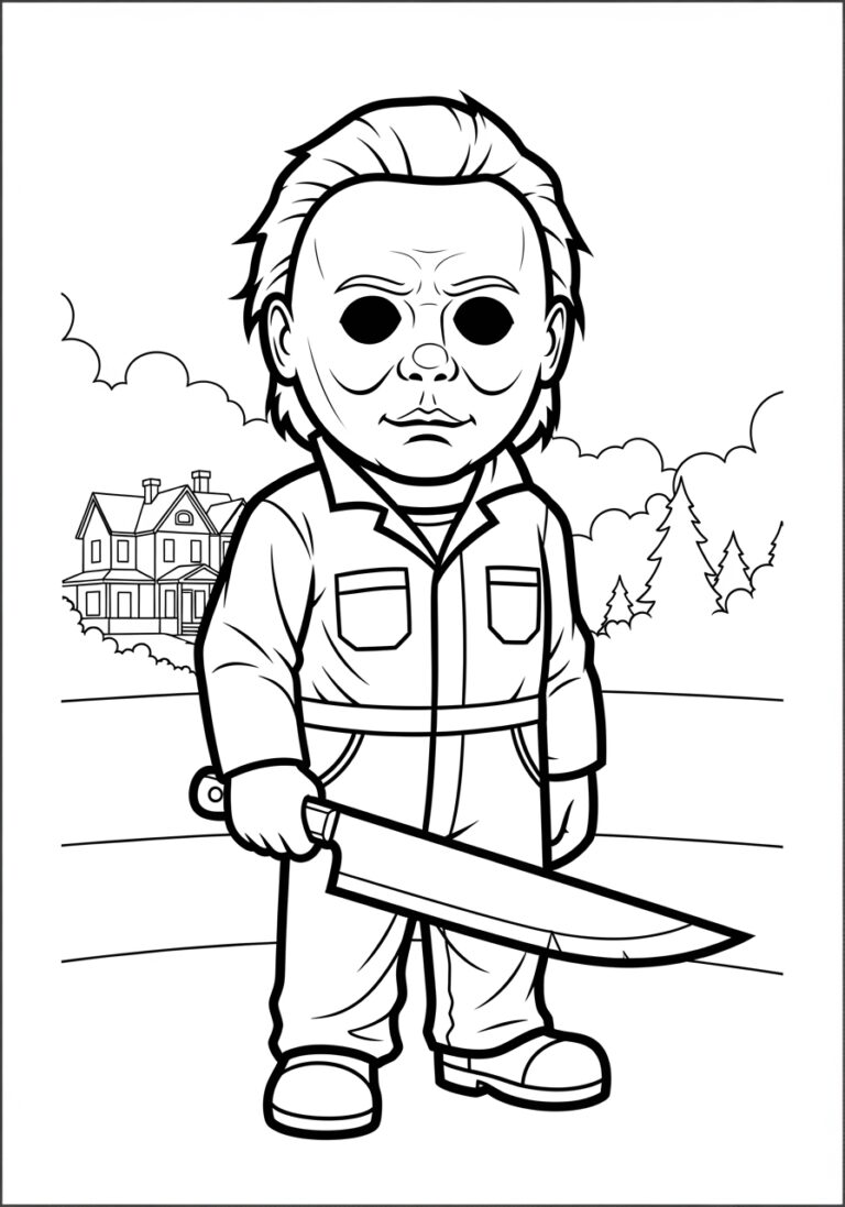 Non-scary Michael Myers Cartoon Coloring Page to Print Out
