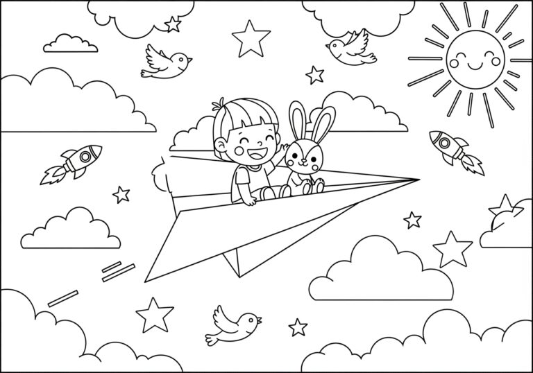 Paper Airplane Coloring Page