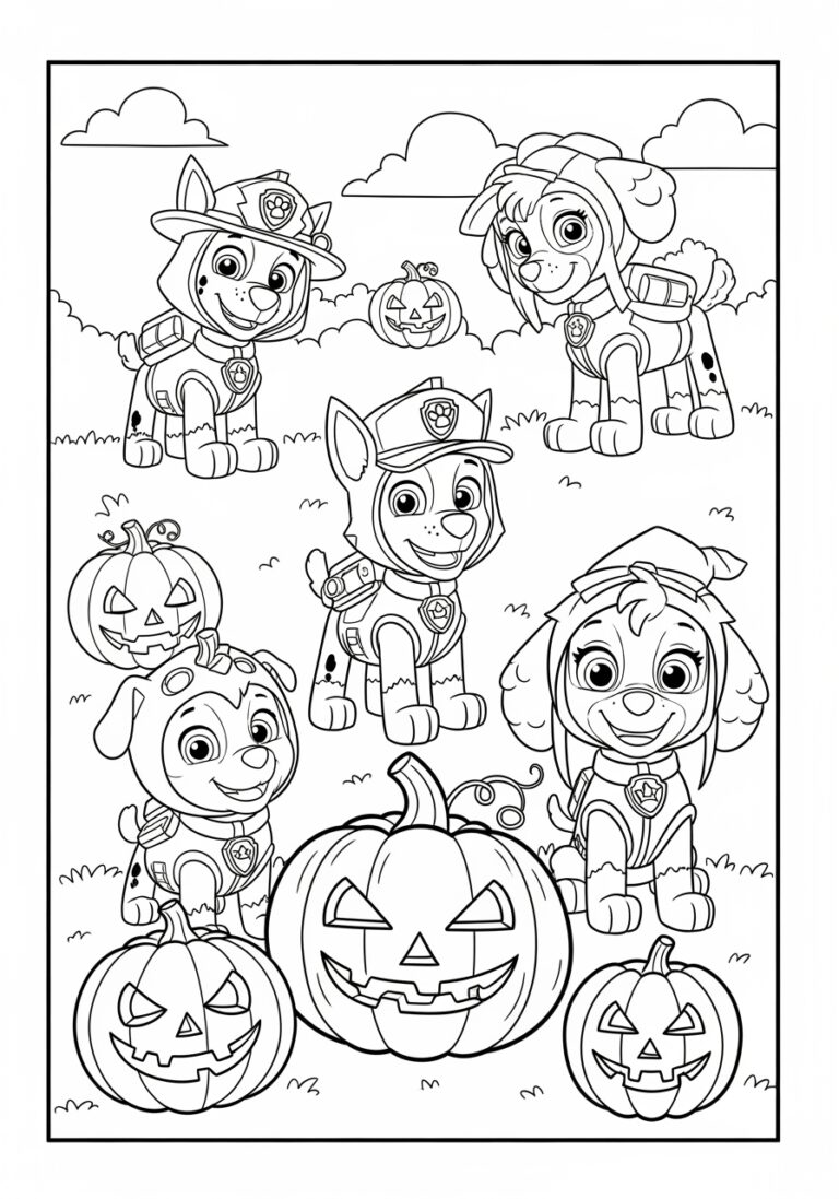 Paw Patrol Pumpkin Coloring Page