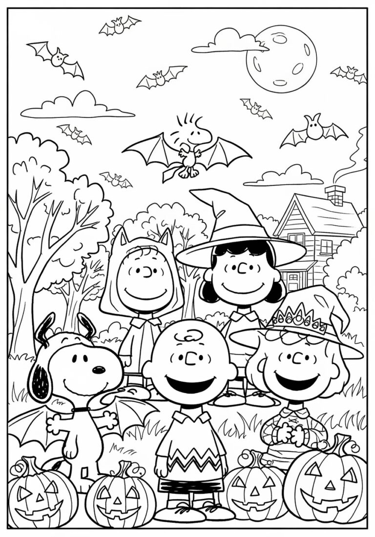 Peanuts Halloween Coloring Page to Print Out and Color
