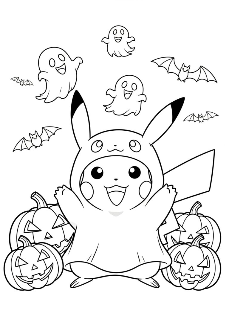 Pokemon Halloween Coloring Page to Print and Color